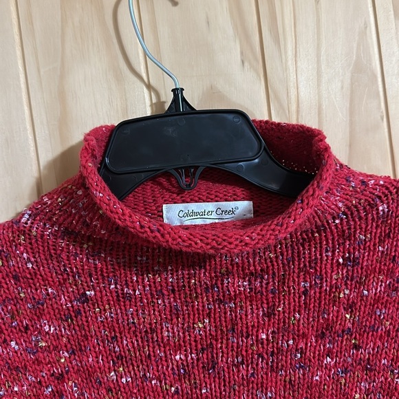 Coldwater Creek Red Ribbon Trim Turtleneck Sweater - Picture 2 of 5